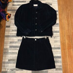 Everlane Navy Corduroy Jacket and Skirt Set